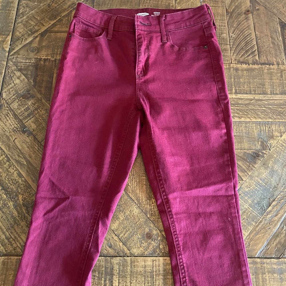 Old Navy Burgundy High-Waisted Skinny Jeans